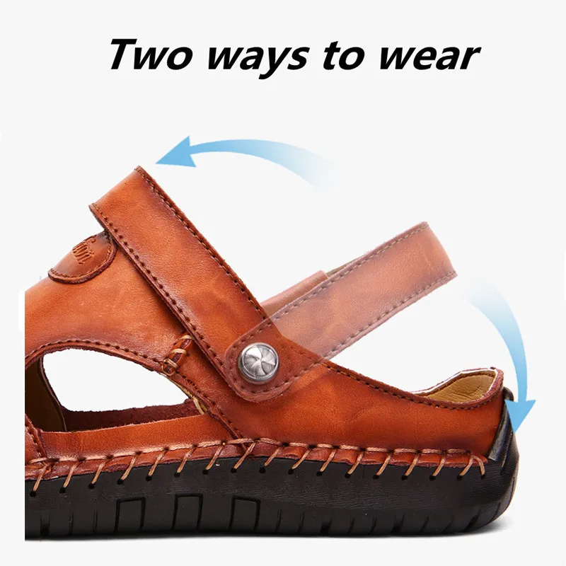 Сандалии мужские кожаные Классические дышащие римские сандалии кроссовки