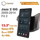 13,3 дюймов 1920*1080 Ownice Android 10,0 для Honda Jazz 2 GG 2008 - 2014 подходит для 2 автомобильных радио авто мультимедиа видео аудио поворотный