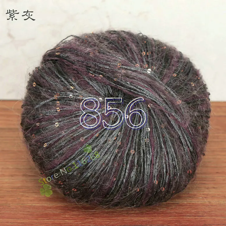 856 2 шарика* 50 г, мохеровая пряжа с блестками для вязания крючком, блестящая пряжа с блестками для ручного вязания, свитер, шаль, крючок для вязания крючком t4 - Цвет: 856