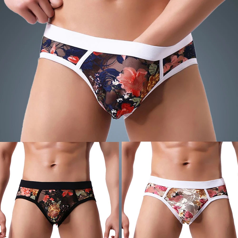 HEFLASHOR мужское дышащее кружевное нижнее белье с цветочным принтом сексуальные