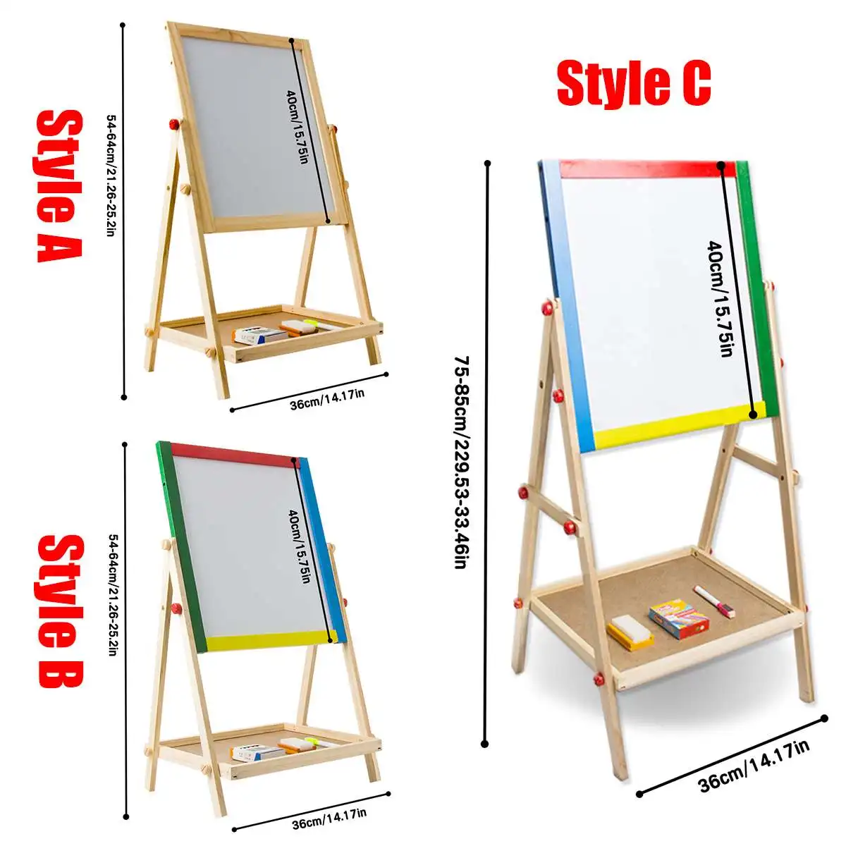 

Children Painting Drawing Blackboard Wooden 2 In 1 Adjustable Blackboard Whiteboard Double Sided Kid Drawing Writing Board Easel