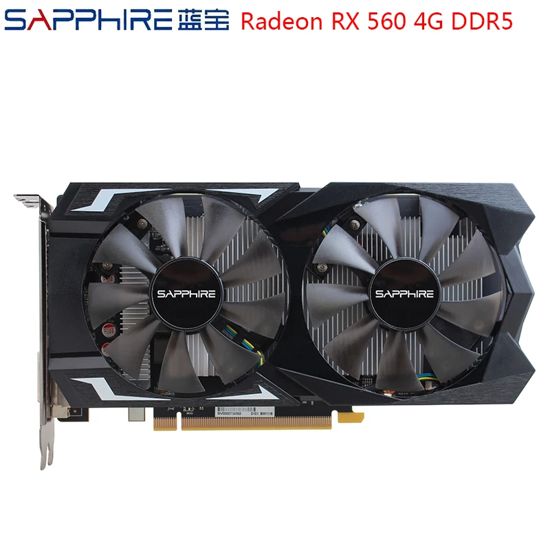 Игровая Видеокарта SAPPHIRE RX560 4 Гб AMD видеокарта Radeon 128 бит GDDR5 PCI для настольного ПК