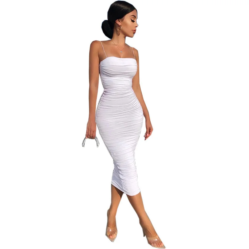 

Fashion pleated suspender long skirt dress summer girl