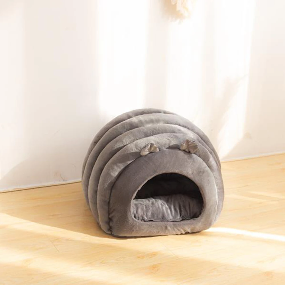 

Super Soft Flannel Cat House Pet Bed Winter Warm Semi Enclosed Cave Kennel Dog Cat Sleeping Bag Cute Caterpillar Design Cat Nest