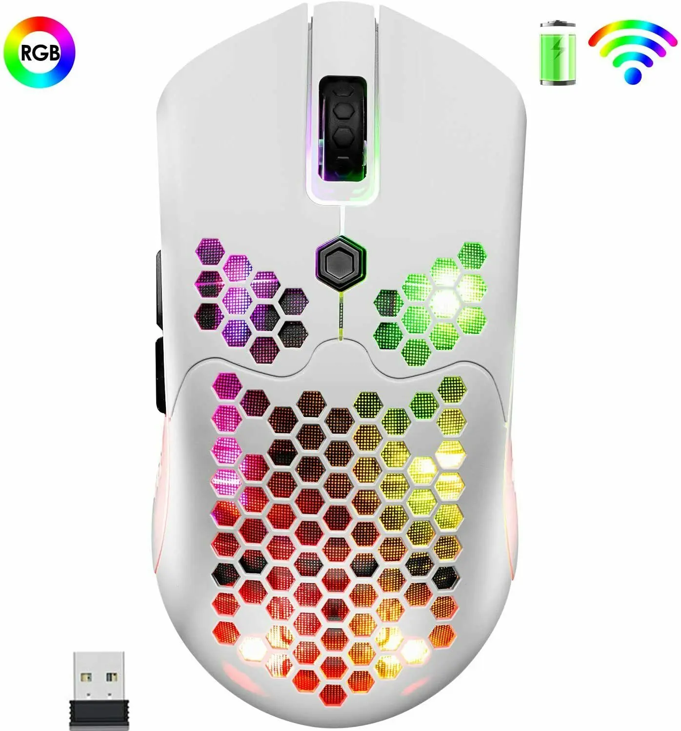 

Легкая беспроводная USB игровая мышь RGB подсветка 12000DPI сотовая мышь