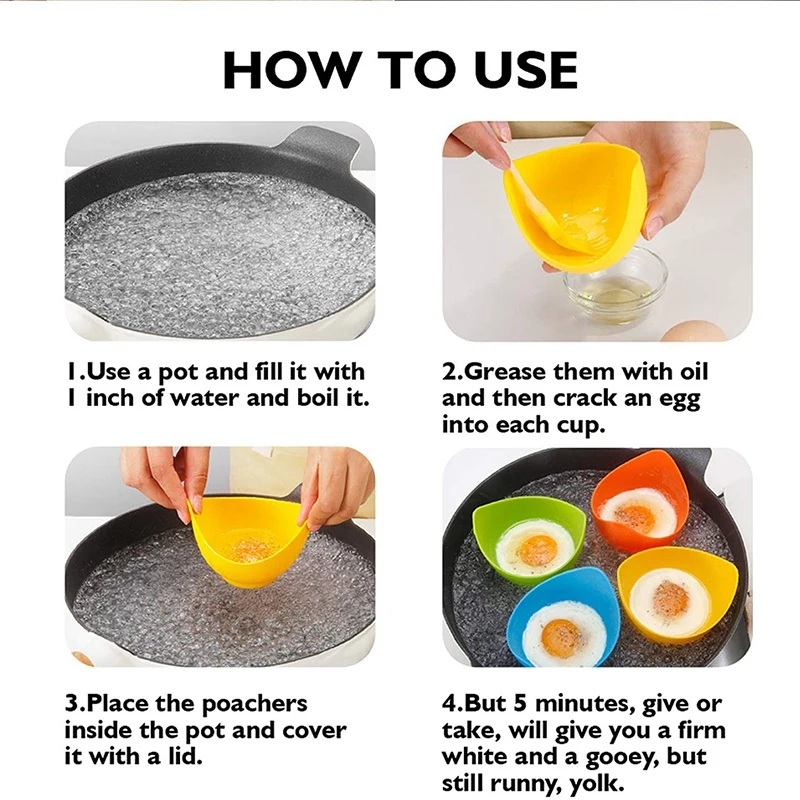 4 шт. яичная плита кастрюля для яиц с кольцевой подставкой силиконовая чашка