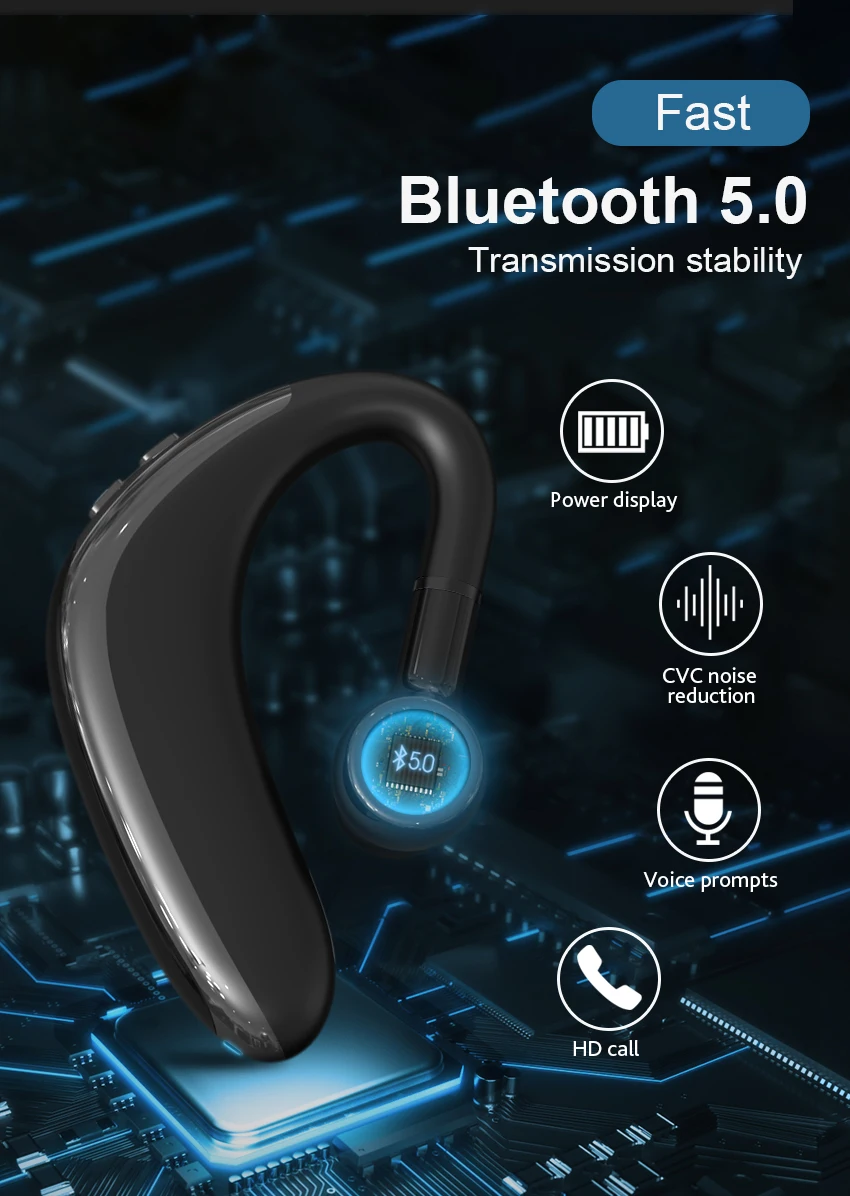H500 Спортивная Беспроводная bluetooth-гарнитура 5,0 Hi-Fi стерео большая емкость батареи долгое время ожидания бизнес гарнитура игровые наушники