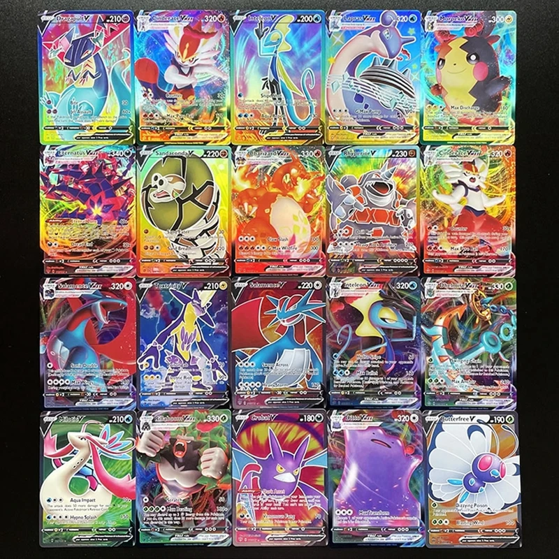 100pcs pokemon v vmax cards display english version pokémon shining cards playing game collection booster box kids toy free global shipping