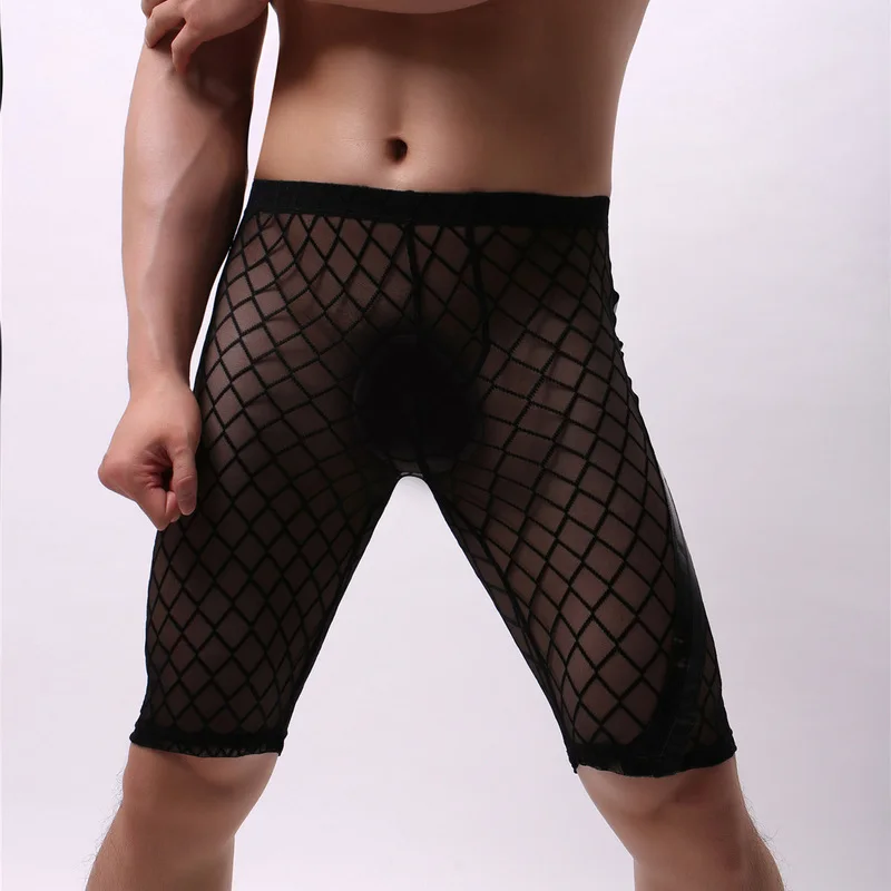 Для мужчин шорты боксеры из искусственной кожи сетчатые Короткие трусы