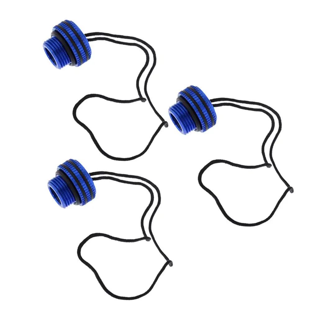 

3x Scuba Diving Dive Tank Valve Threaded Dust Plug Protection Cover Blue