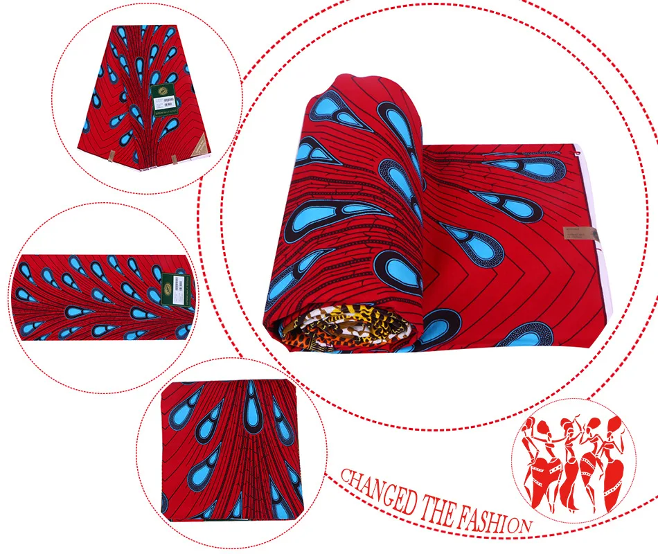 

2021 New Ankara Fabric XiaoHuaGua Brands African Print Red Fabric High Quality Comfortable Cotton Sewing Party Dress 24FS1074