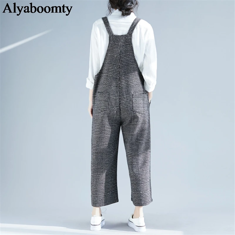 Японский Мори девушка осень зима женские комбинезоны подтяжки плед l Свободные