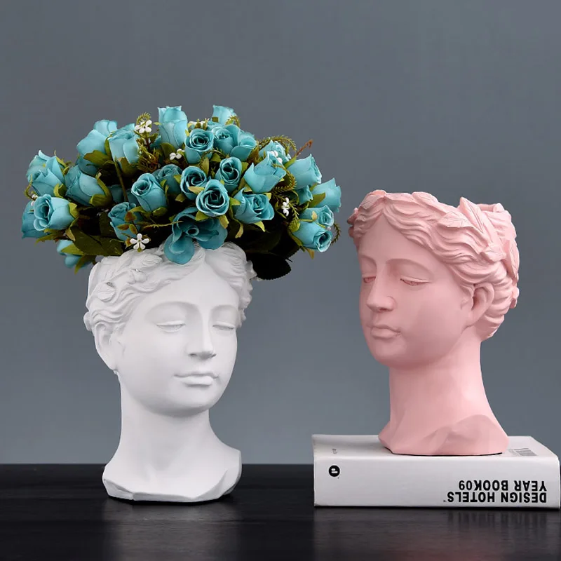 

European Sketching Sculpture Flower Vase Living Room Decor Flower Pot Ornaments Resin Crafts Nordic Home Decoration Wedding Gift