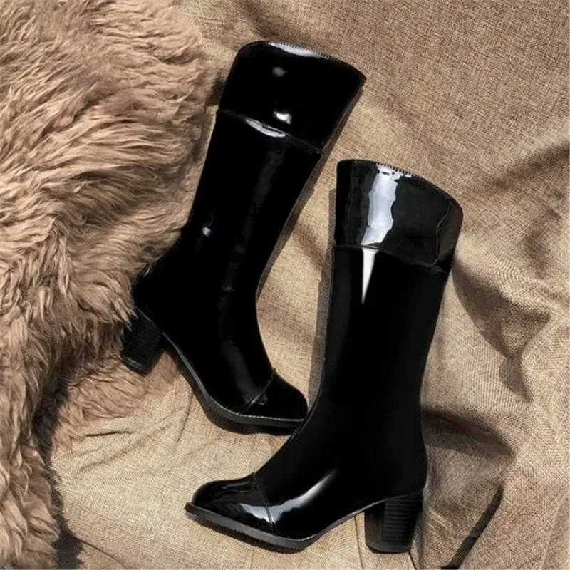 Новинка Сезон осень-зима Сапоги до середины икры Женская обувь Модные сапоги