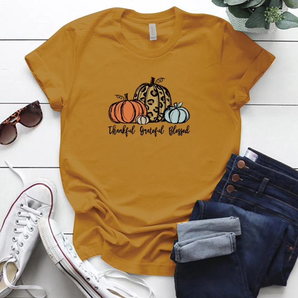 Благодарны благодарны Blessed тыквы графический принт эстетическое футболки для