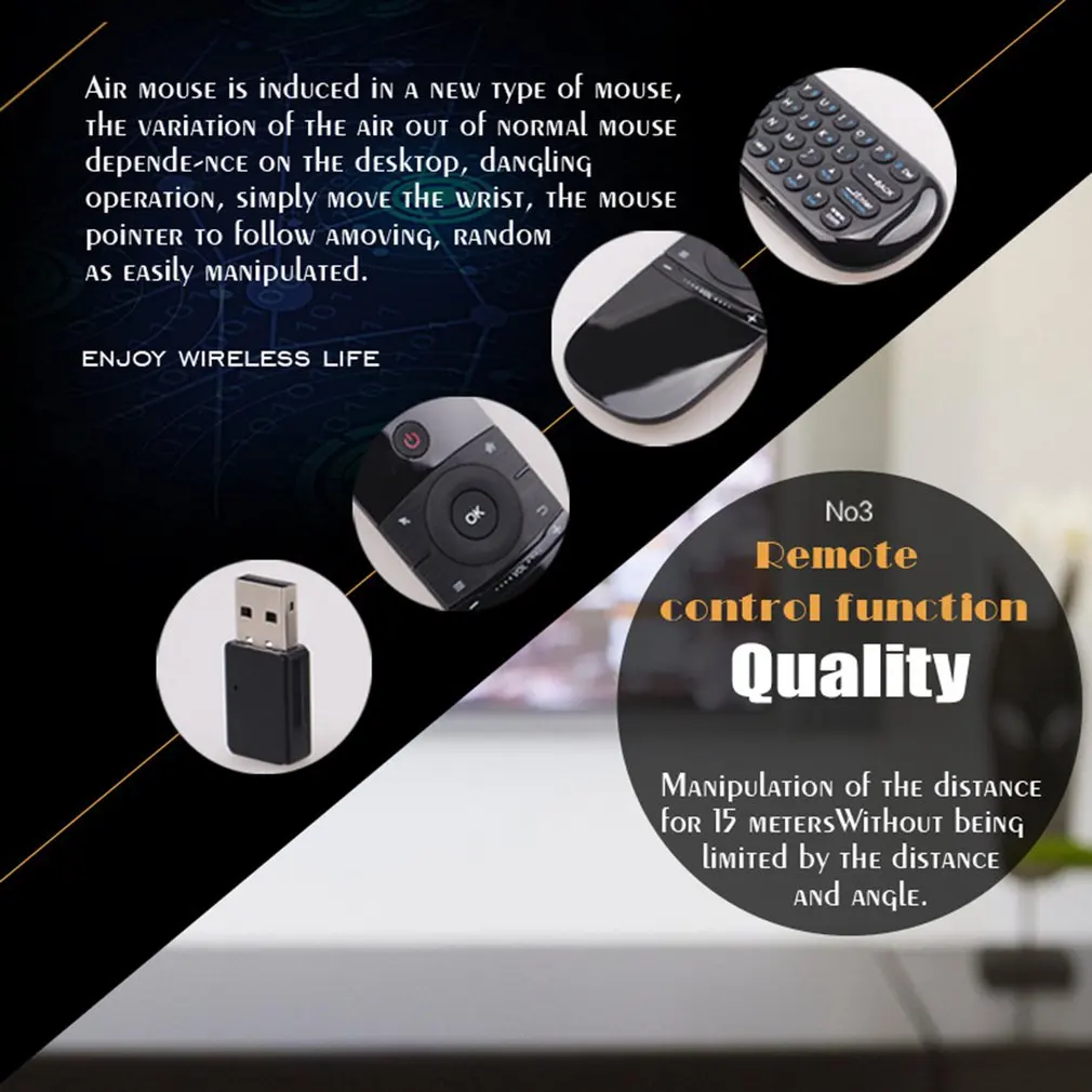 Mini Air Mouse W1 Wireless Keyboard 2.4G Mention Sensing Fly For 9.0 8.1 Android TV Box/PC/TV Portable | Электроника