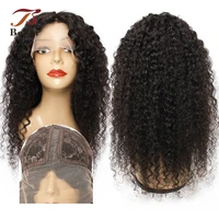 13x4x1 t lace frontal human hair wig middle part jerry curly natural black color 130 density remy hair bobbi collection