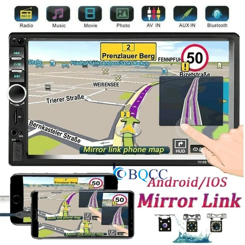 Автомагнитола MP5 7018B стерео система 2 Din с сенсорным ЖК экраном 7 дюймов Bluetooth AUX