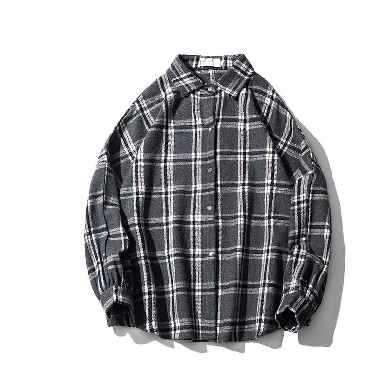 Winter New Thick Woolen Shirt Men Fashion Retro Casual Woolen Jacket Man Streetwear Wild Loose Long-sleeved Shirt Coat Men M-5XL - Цвет: gray