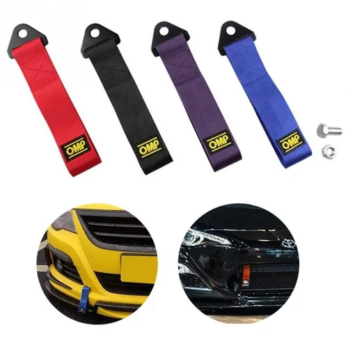 

26cm High-Strength Nylon Tow Strap Universal Car Racing Tow Ropes Auto Trailer Ropes Bumper Trailer Max 2T Towing Strap With Nut