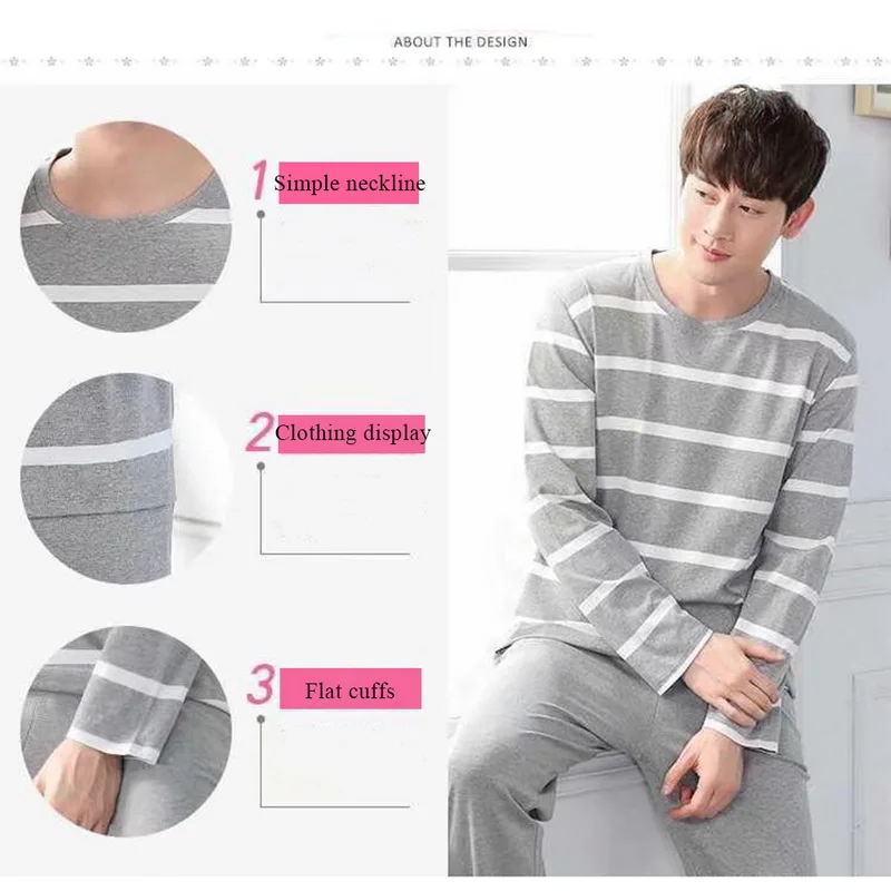 MJARTORIA мужские хлопковые пижамы полосатые с буквами Мультяшные пижамные