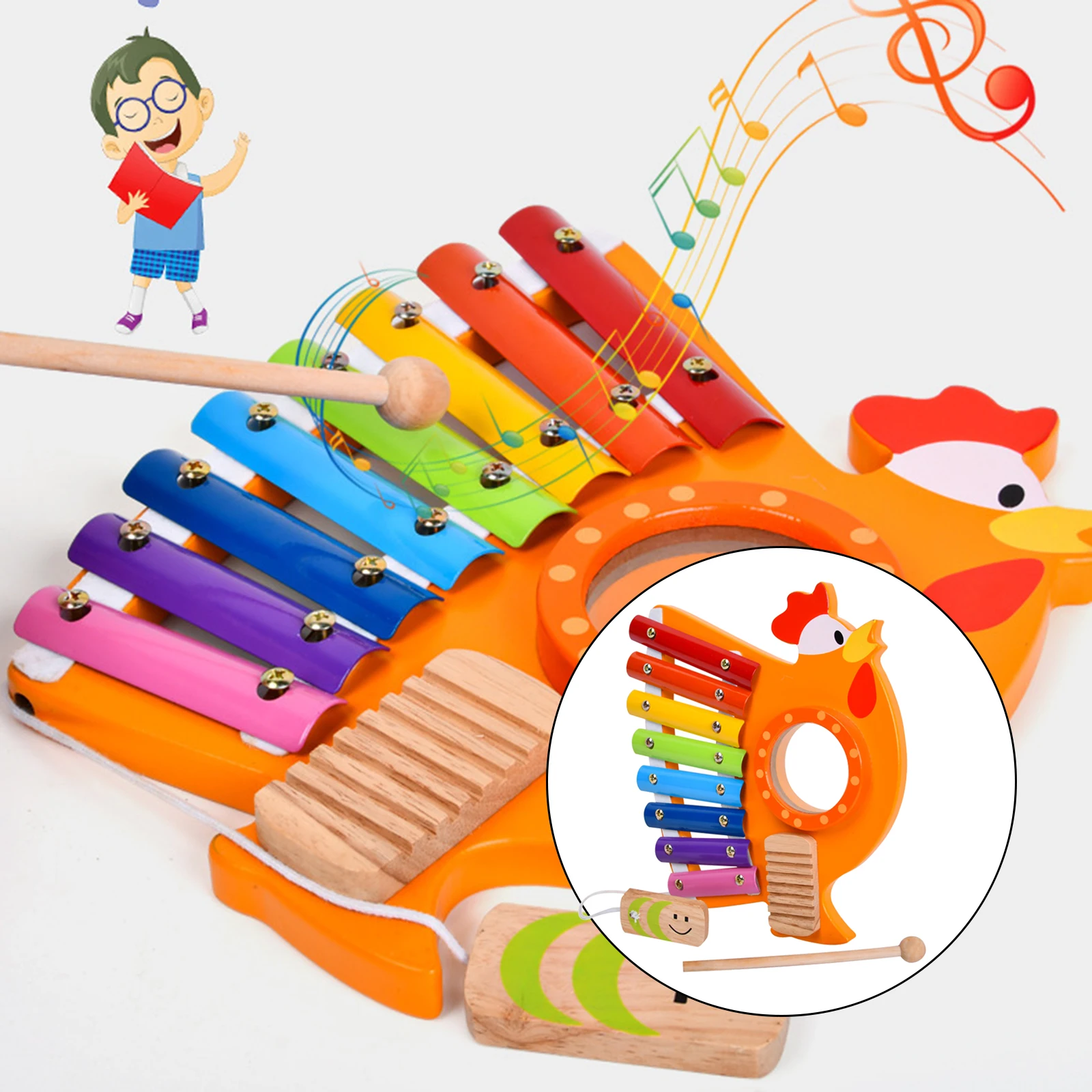 

Ксилофон 3 в 1, 8 нот, деревянный перкуссионный молоток, искусственное фортепиано, развивающая обучающая музыкальная игрушка