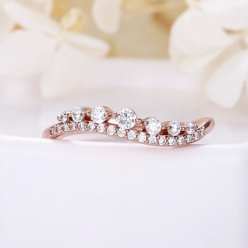 ANGELFRIGG Лидер продаж розовое золото цвет для женщин кольца с прозрачным кубическим