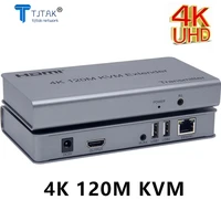 4k 120m hdmi kvm extender by rj45 ethernet cat5e cat6 cable converter tx rx support usb mouse keyboard extension touch screen