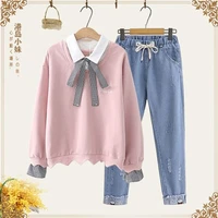 two piece girls spring suit womens college style girl sweater two piece womens pants suit 2 piece womens clothing
