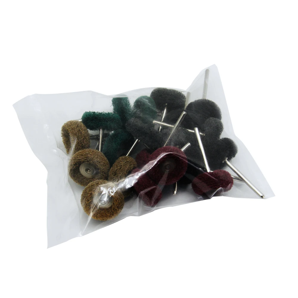 

CN 20pcs Mini Drill Abrasive Nylon Brush Buffing Polishing Wheels 3.2mm Shank Metal Polish for Dremel Rotary Too