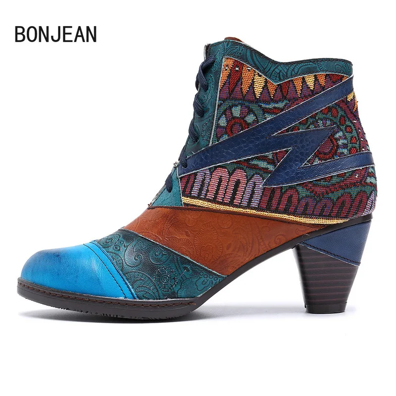 Ботильоны Bonjean женские из натуральной кожи богемные полусапожки на молнии ручная
