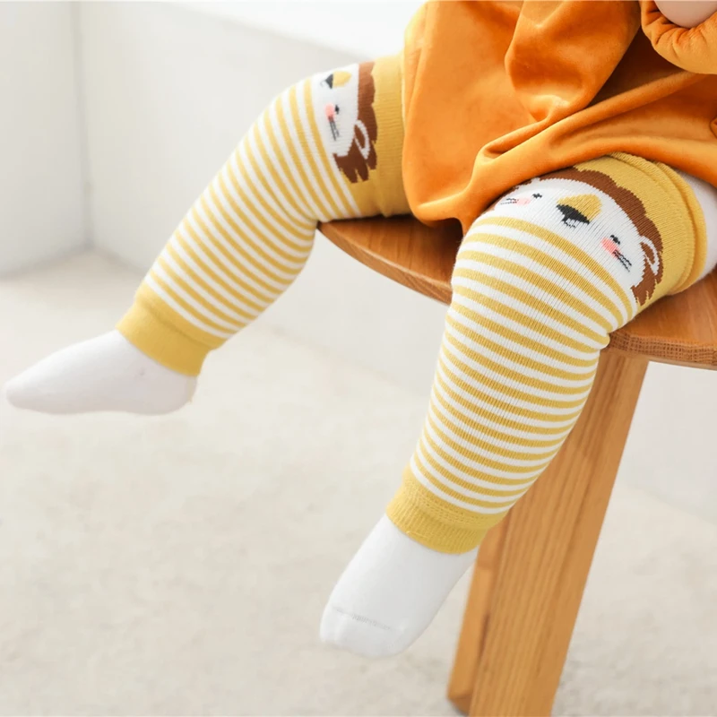 Baby Leg Warmers for Girls Cartoon Cotton Socks Children Striped Hose Crawling Knee Pads Knitted Leggings Winter Soft Sock images - 6