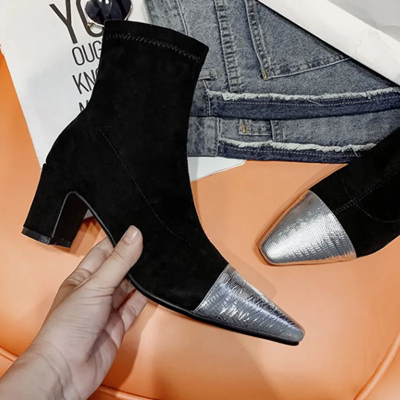 Размеры 34 43 женские ботильоны зимняя женская обувь на высоком каблуке сезон