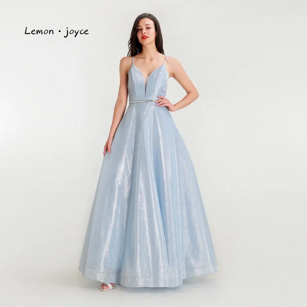 Lemon joyce Light Blue Prom Dresses 2020 Sexy V-neck Backless Simple Evening Party Gowns Plus SIze | Свадьбы и торжества