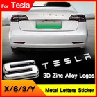 Автомобильный Стайлинг, металлическая декоративная наклейка для Tesla Model 3 Y X S 2017-2021, эмблема с буквами, значок для багажника, аксессуары Tesla