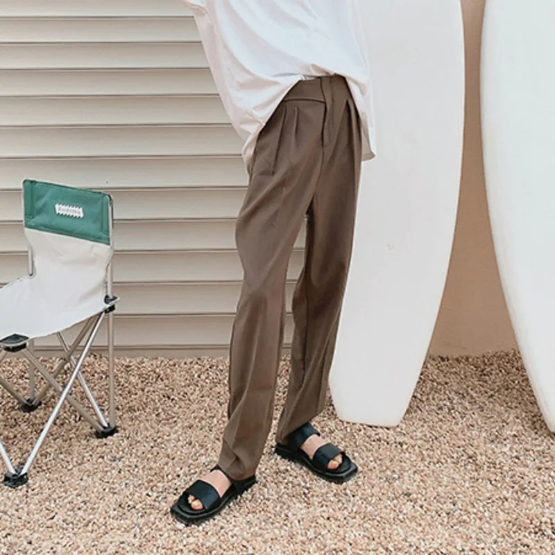 

IEQJ Black All Match High Elastic Waist Nine-point Drape Suit Trousers New Loose Fit Pants Women Fashion Tide Summer 2021 3F0005