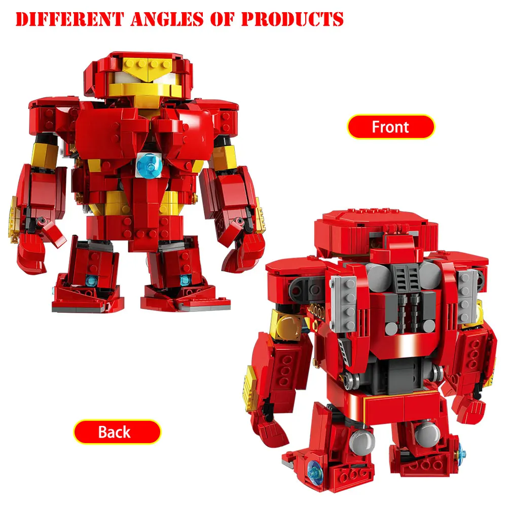 Серия BZDA Super Hero Железный человек квадратная голова антивандальная броня 912 шт.