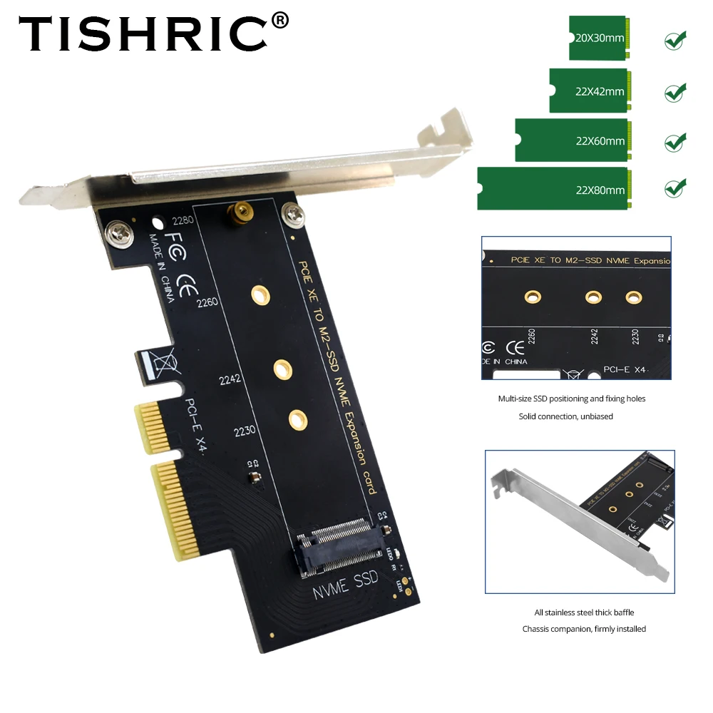 TISHRIC M2 SSD NVME PCIE плата расширения с одним портом M.2 на 4X адаптера Поддержка порта