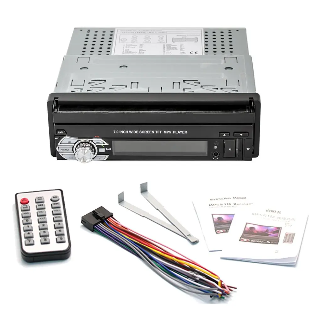 

Wireless MP5 Car Radio Automatic Retractable Touch Screen Car Stereo With Infrared Remote Support TF Card