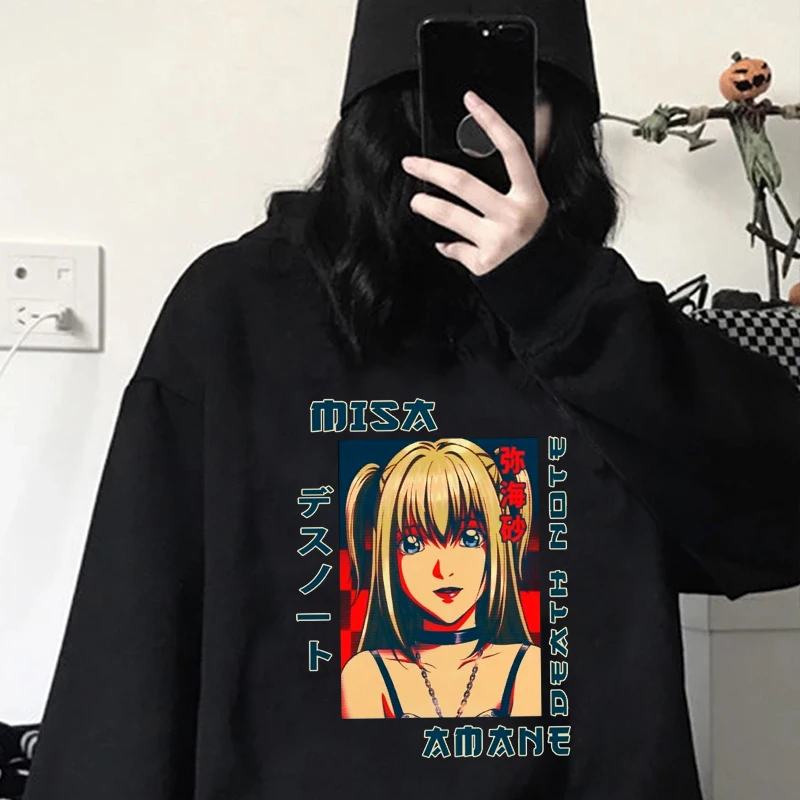 

Японское аниме «Death Note», забавные толстовки Shinigami Ryuk, Женская эстетика Y2K, манга, Миса, Амане, уличная одежда, Женский свитшот с графическим ри...