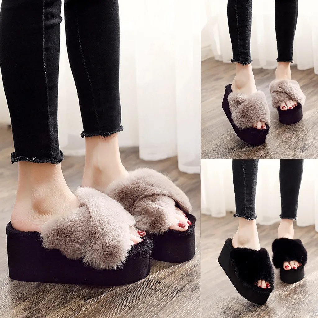 Тапочки 2020 г. Осень зима новая женская обувь с открытым носком повседневные