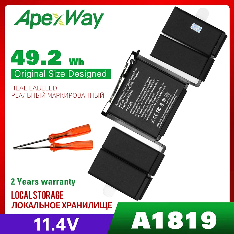 Аккумулятор для ноутбука Apexway A1819 11 4 в 49.2Wh Apple Macbook Pro сенсорная панель 13 дюймов A1706