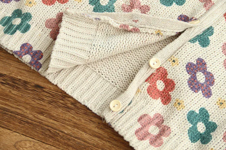 Vintage Mori Girl Floral Sweater 2019 V neck Autumn Loose Print Cardigan Knitting Coat Korean Fashion Women Tops YoYiKamomo |