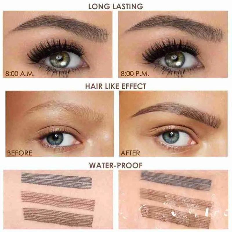 

4 fork Women Makeup Sketch Liquid Eyebrow Pencil Waterproof Eyebrow Long Liner Lasting Brow Pen Tattoo Brown Tint Eye Dye E0X3