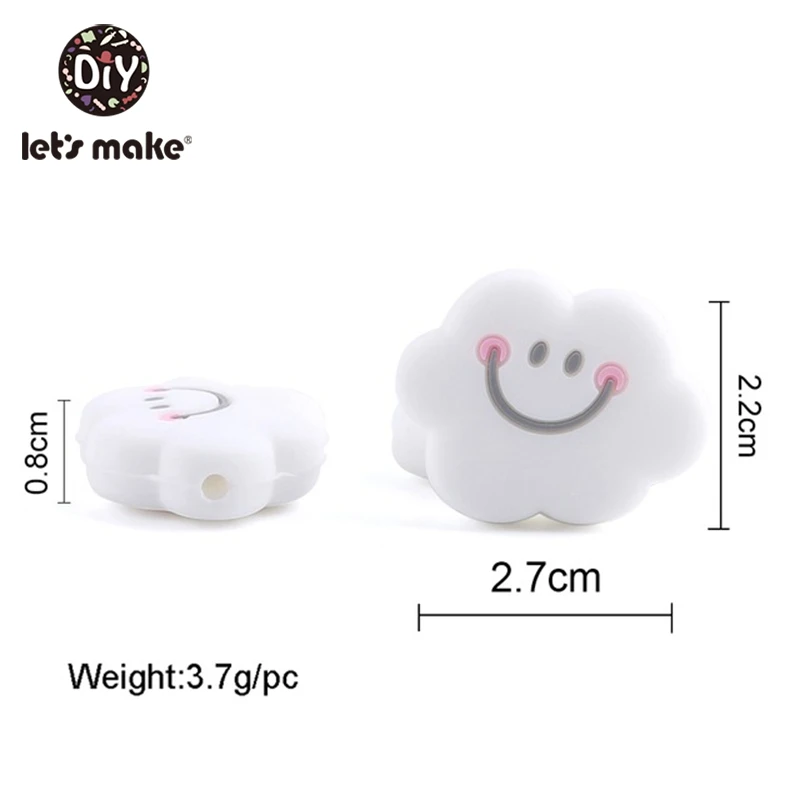 Cloud Beads Let's Make 5 шт силиконовые бусины в виде облаков пищевые Материалы Силикон для жевания бусины Детские аксессуары DIY Подвеска для кормления ребенка прорезыватель - Цвет: Cloud Beads