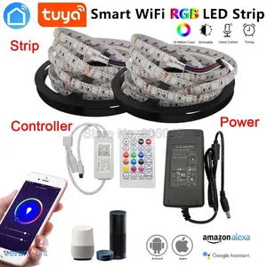 5 м 10 м 5050 RGB светодиодная лента Набор Гибкая светодиодная лента + Tuya Smartlife Wifi управление ler Alexa Google Home Голосовое управление + источник питания