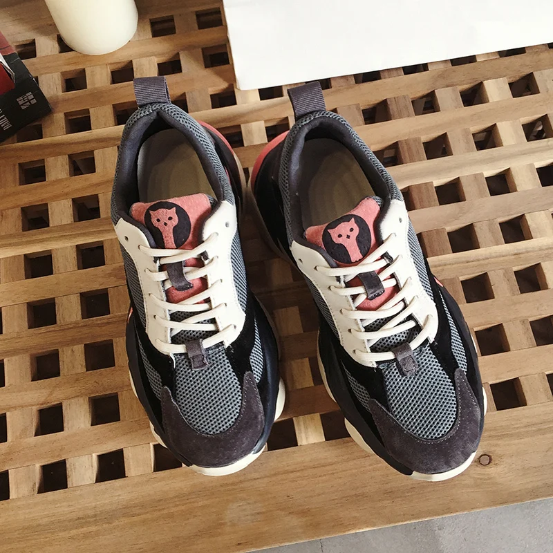 

New Women's Chunky Sneakers Fashion Women Platform Shoes Lace Up Breathable Air VulcanizeShoes Womens Female Trainers Dad Shoes