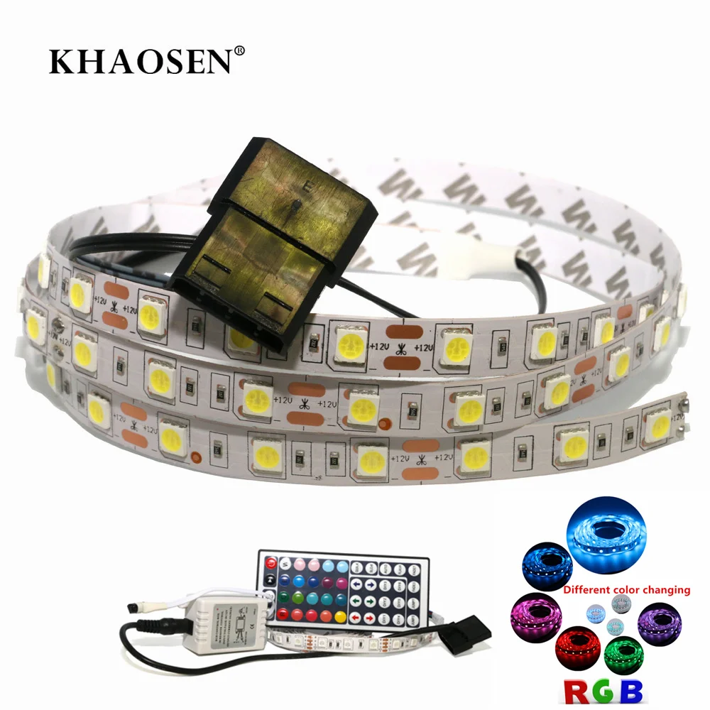 Чехол для компьютера, клейкая лента, светильник 5050 SMD, гибкая светодиодная лента 12В, ПК, фоновый светильник, красный, желтый, зеленый, RGB, 12 цветов