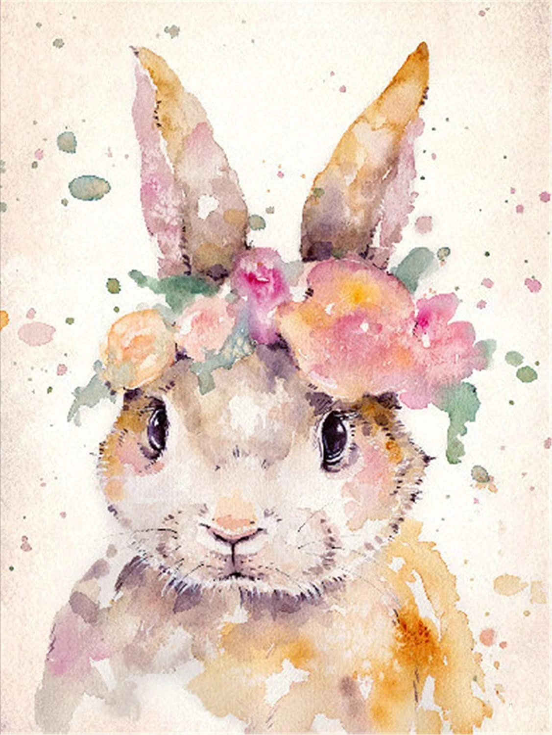 

JMINE Div 5D Rabbit bunny flower Full Diamond Painting cross stitch kits art High Quality Animal 3D paint by diamonds