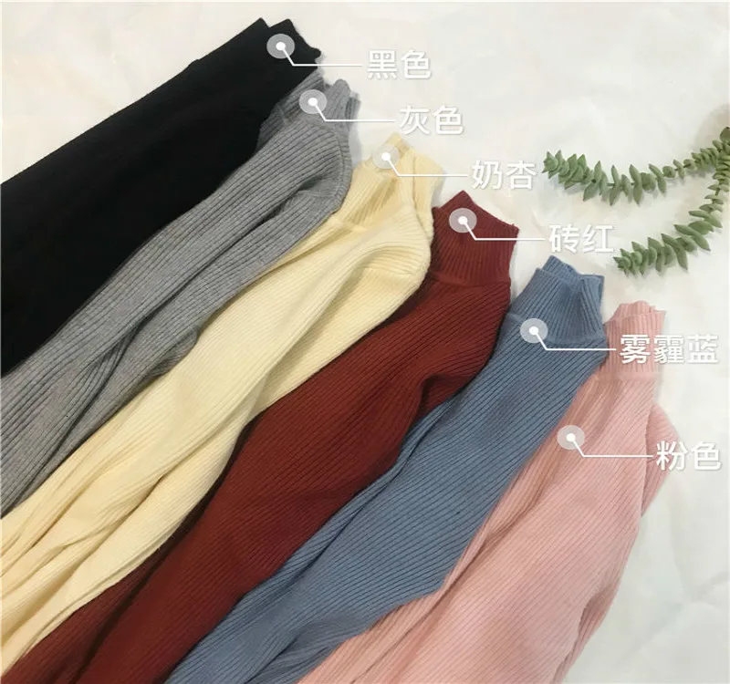 Autumn Winter Big Size 3XL Warm Sweater Women Knitted Ribbed Pullover Long Sleeve Turtleneck Slim Jumper Soft Pull Femme | Женская